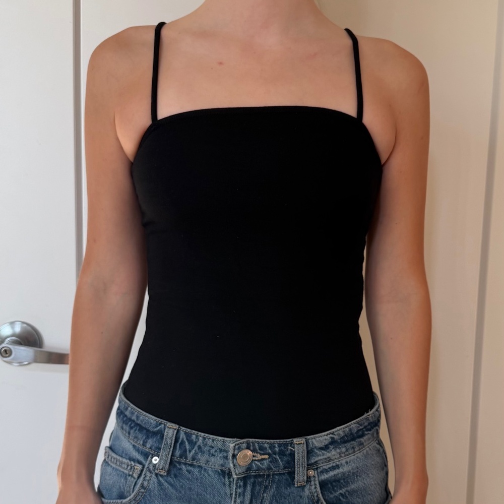 Topshop Square-Neck Black Bodysuit